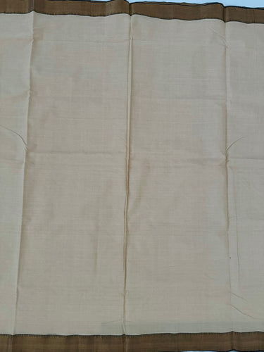 Handwoven Mangalgiri Cotton Saree | Off-White | Gold Zari | Handwoven | Ships from California